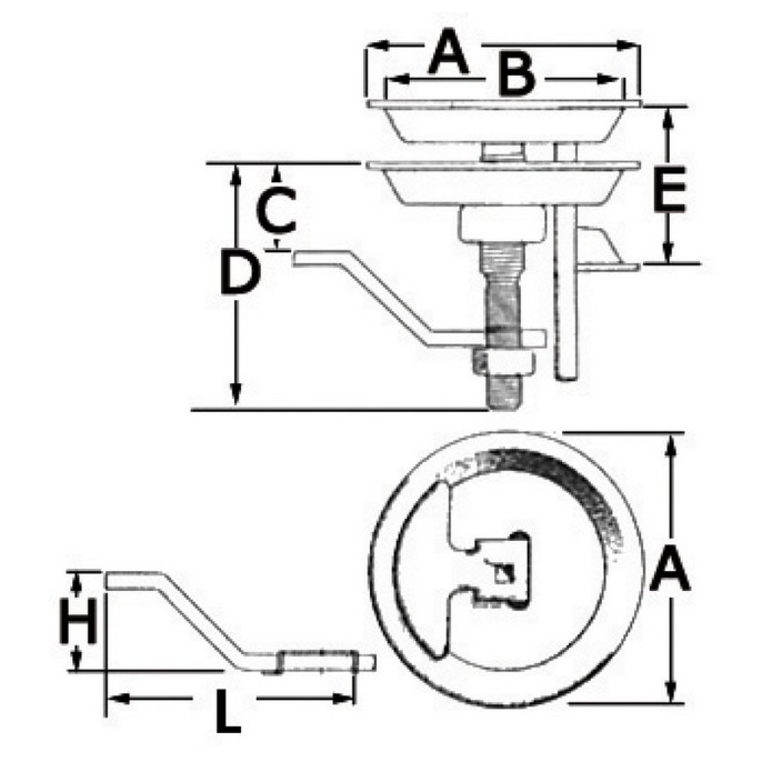 Lift latch mirror polished AISI 316