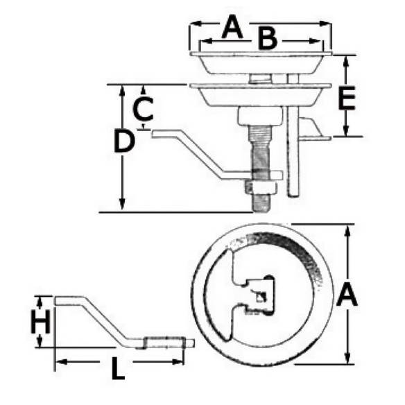 Lift latch mirror polished AISI 316