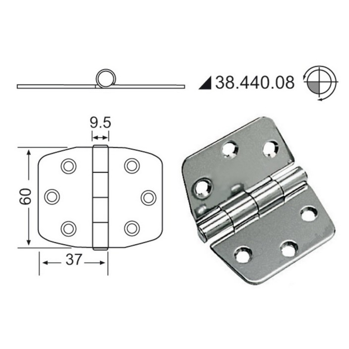 Cerniera inox 74x60