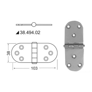 Cerniera inox 103x38 sporgente