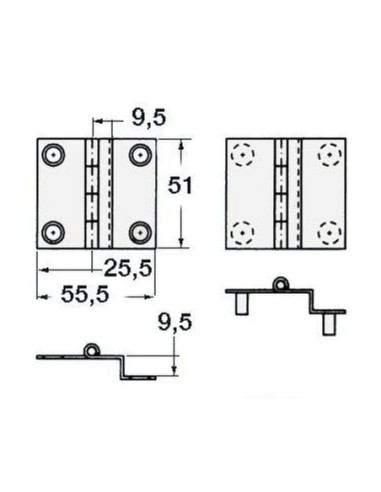 Cerniere a ginocchio in acciaio inox lucidato