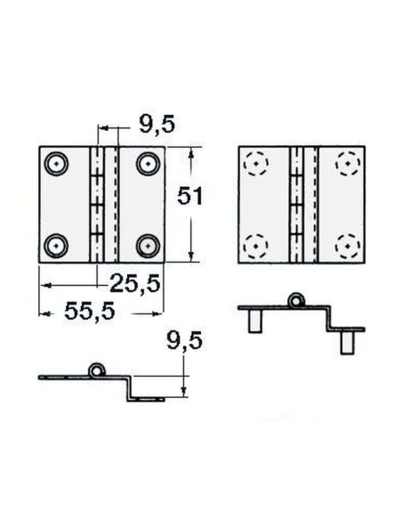 Cerniere a ginocchio in acciaio inox lucidato
