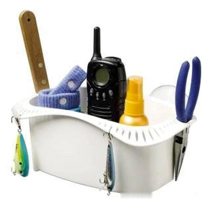 White plastic object holder compartment