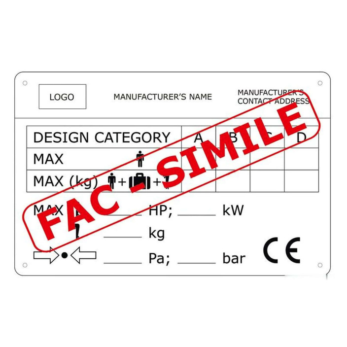 CE boat identification plate