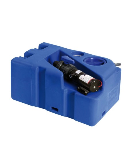 Serbatoio acque nere con maceratore orizzontale ed imbarchi portagomma