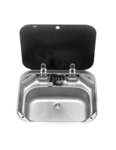 Lavello in acciaio inox SMEV con coperchio in vetro temperato fumé