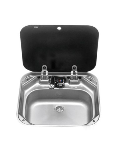 Lavello in acciaio inox SMEV con coperchio in vetro temperato fumé