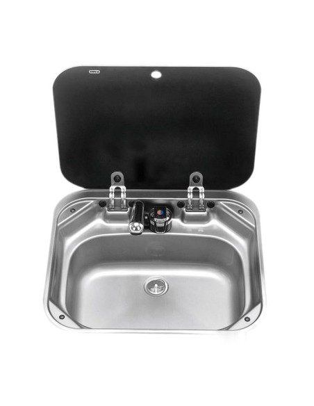 Lavello in acciaio inox SMEV con coperchio in vetro temperato fumé